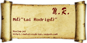 Mátai Rodrigó névjegykártya